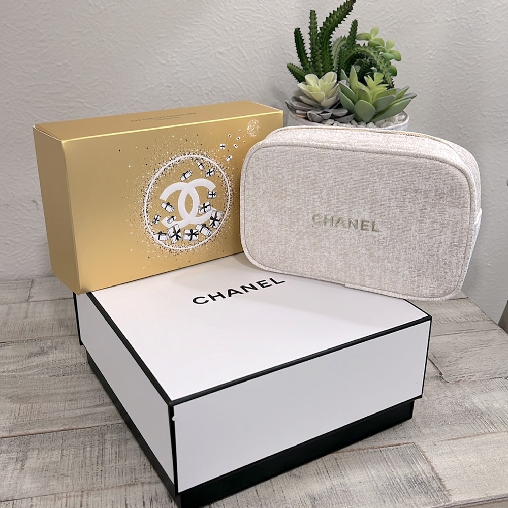 CHANEL Cosmetic/Make Up Pouch with Box & Big CHANEL Box.